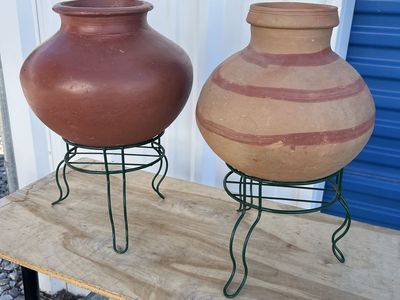 rustic Mexican terra cotta pottery jar