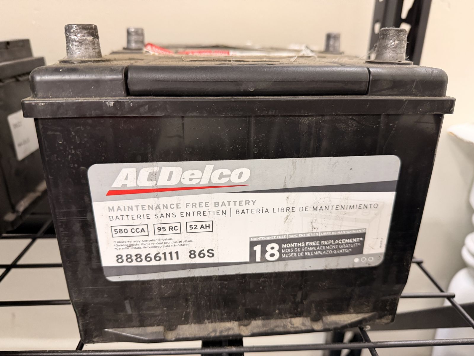 Battery Group 86 ACDelco 86S Maintenance Free Car Battery - 580 CCA, 95 RC, 52 AH - Used Automotive Power