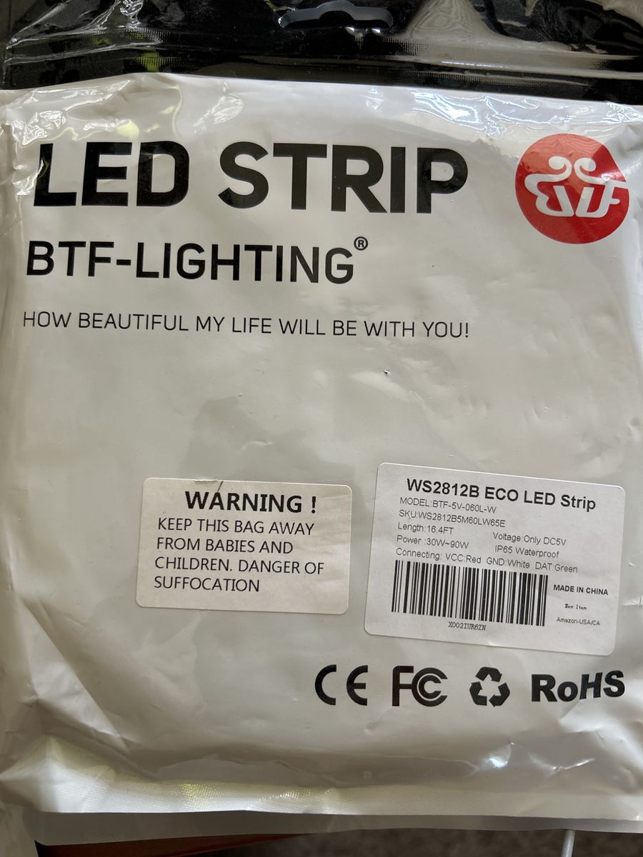 BTF-Lighting WS2812B ECO LED Strip 16.4FT IP65 Waterproof