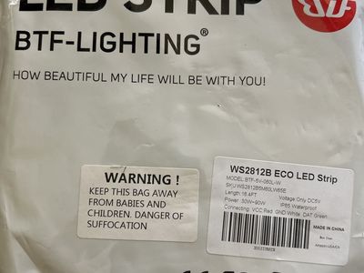 BTF-Lighting WS2812B ECO LED Strip 16.4FT IP65 Waterproof