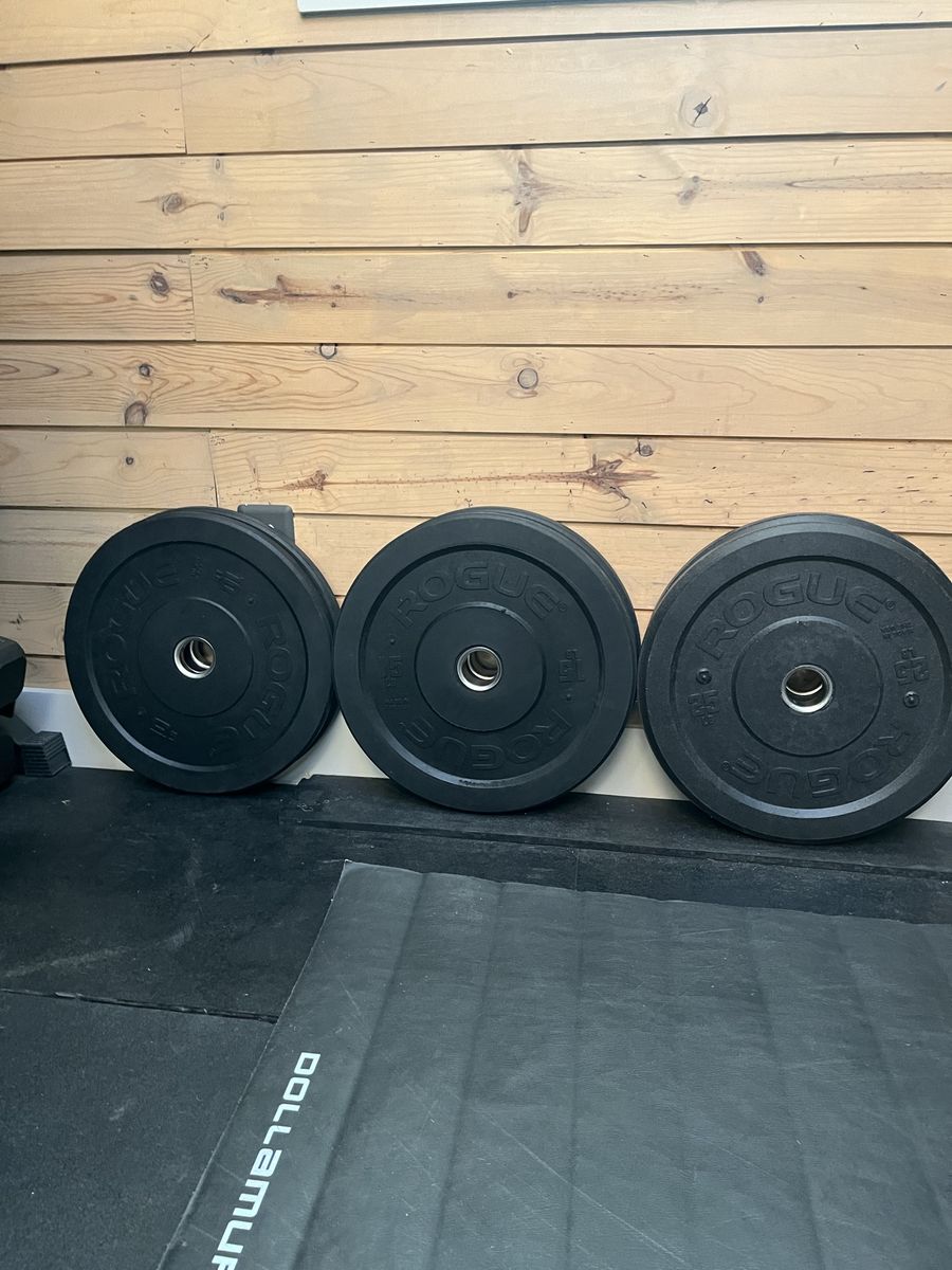 New 100 Pound Rogue Bumper Plate Set (Includes Pair of 10,15,25lbs)