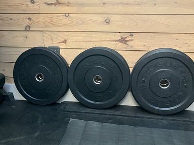 New 100 Pound Rogue Bumper Plate Set (Includes Pair of 10,15,25lbs)