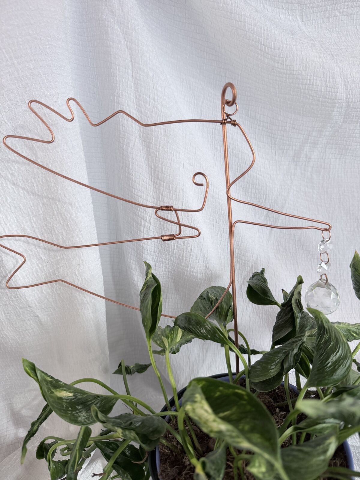 Mermaid Suncatcher Copper Crystal Houseplant Stake