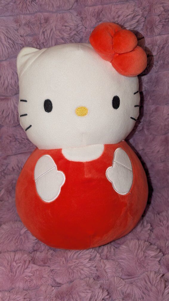 14 Inch Red and White Hello Kitty Plush Pillow