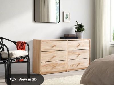 IKEA RAST 6-Drawer Pine Dresser - 48 7/8 x 26 3/4 inches, Wood Knobs, Excellent Condition