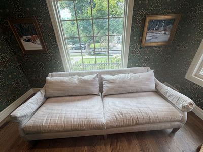 Lee Industries 2 Cushion Sofa Light Gray Stripes