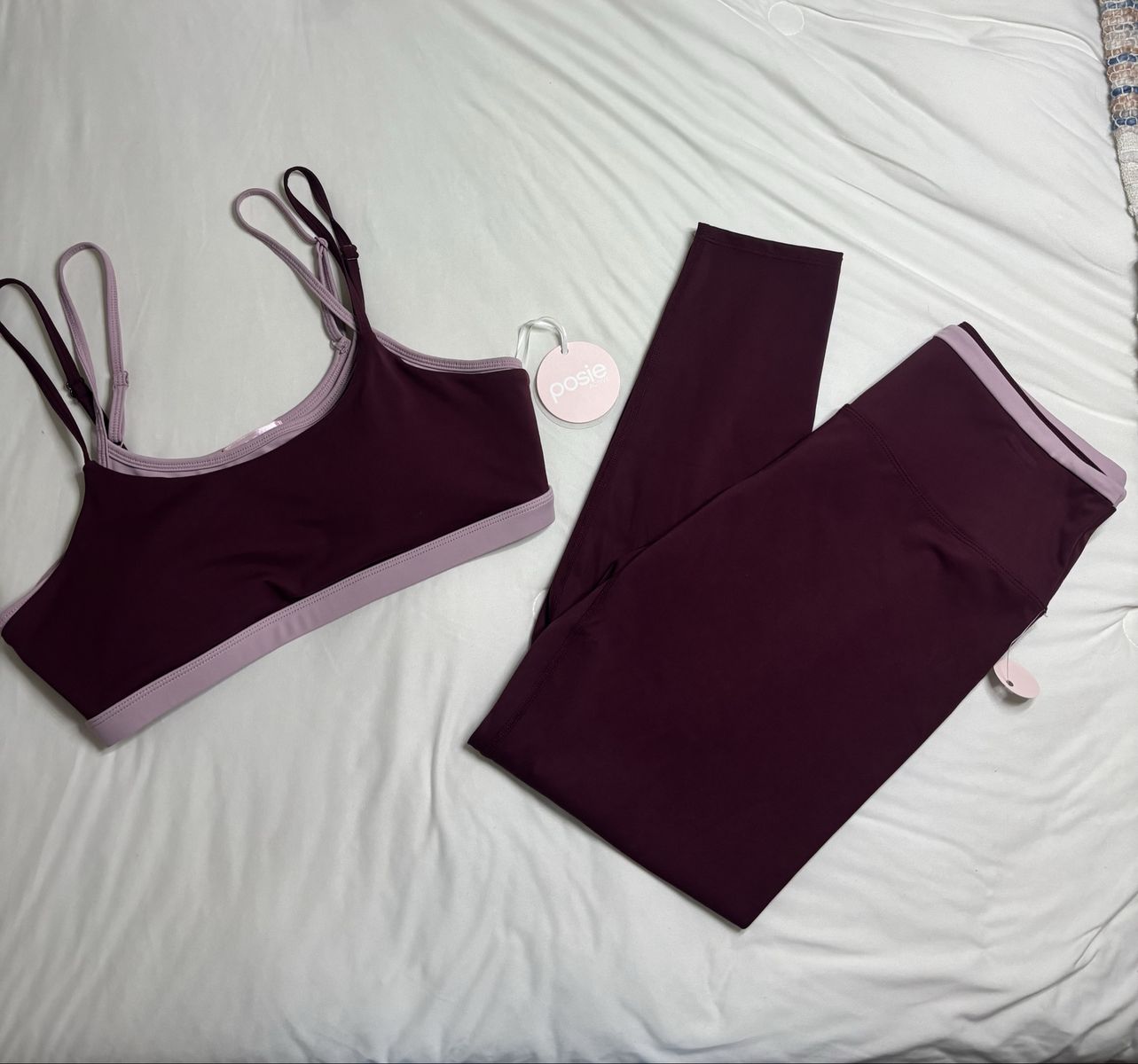 Original price $100. Posie Active Burgundy Activewear Set - Sports Bra & Leggings - Size Large