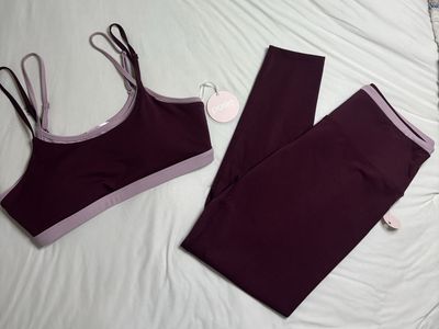 Original price $100. Posie Active Burgundy Activewear Set - Sports Bra & Leggings - Size Large