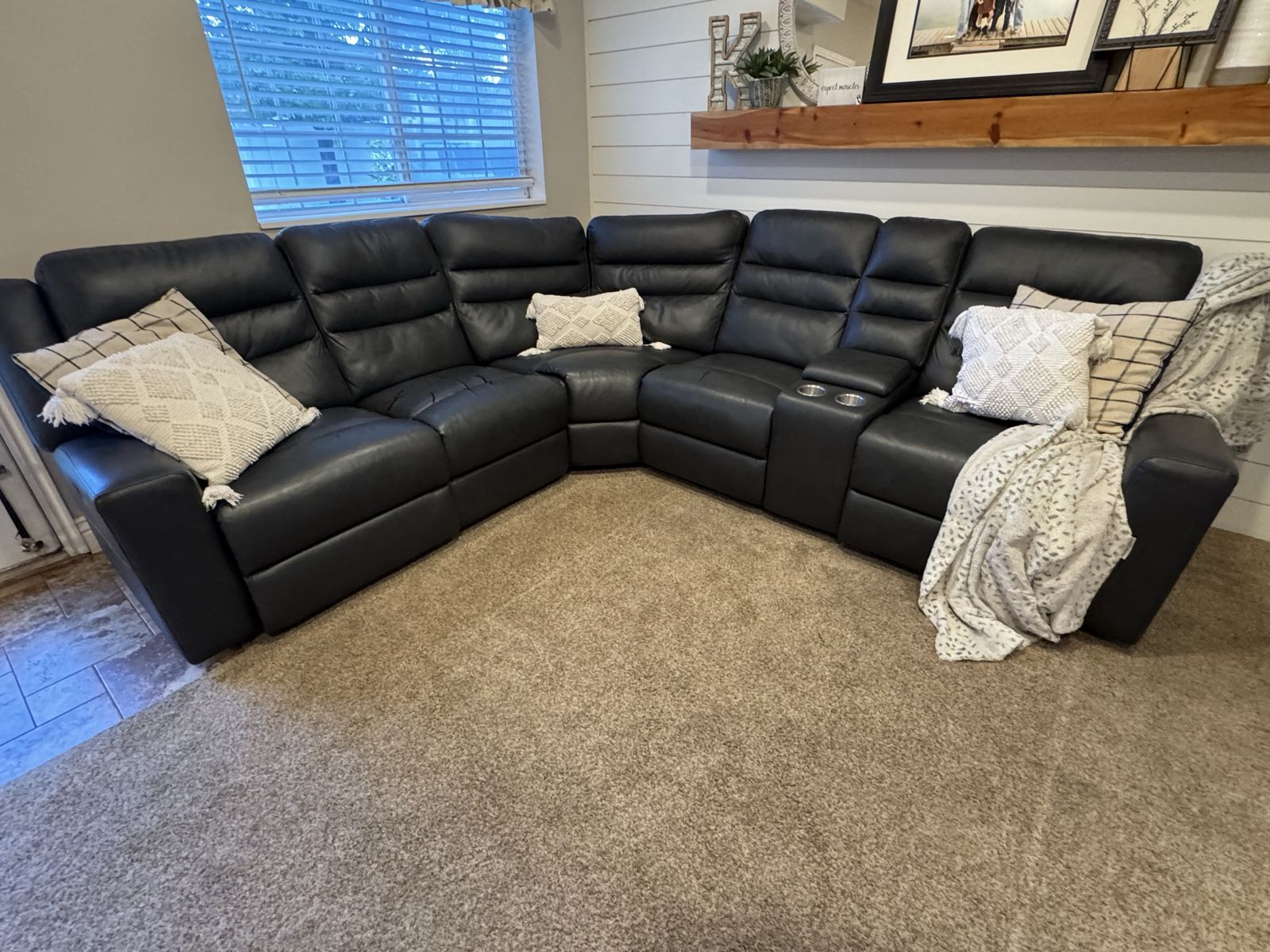 Gray Powered Reclining Sectional Sectional 