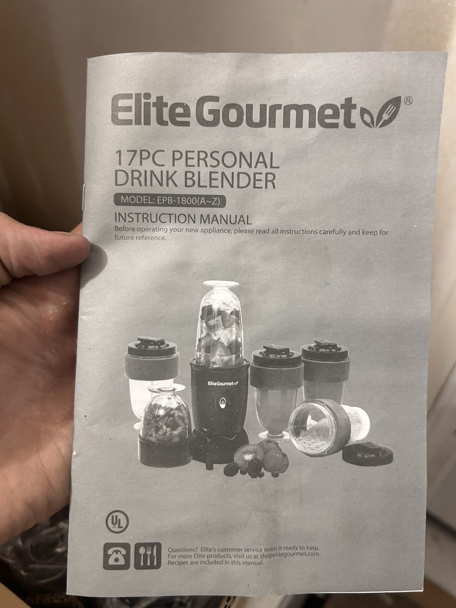 Elite Gourmet EPB-1800 17PC Personal Drink Blender Set - Black PICK UP CASH ONLY NEVER USED