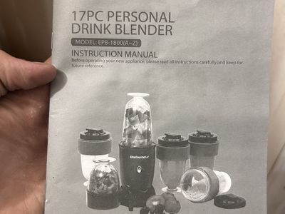 Elite Gourmet EPB-1800 17PC Personal Drink Blender Set - Black PICK UP CASH ONLY NEVER USED