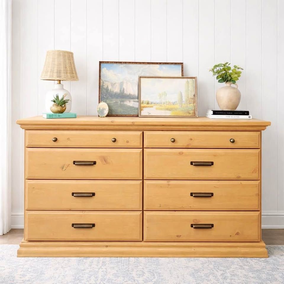 Modern Minimalist Boho Style 8 Drawer Dresser | Modern Boho Drawer Chest