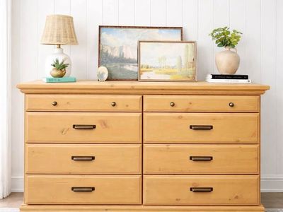 Modern Minimalist Boho Style 8 Drawer Dresser | Modern Boho Drawer Chest