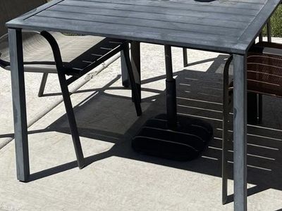 Black metal square patio table