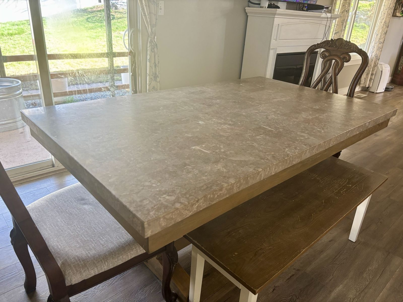 Marble Dining table and benches