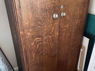 Vintage Art Deco Tiger Oak Cabinet