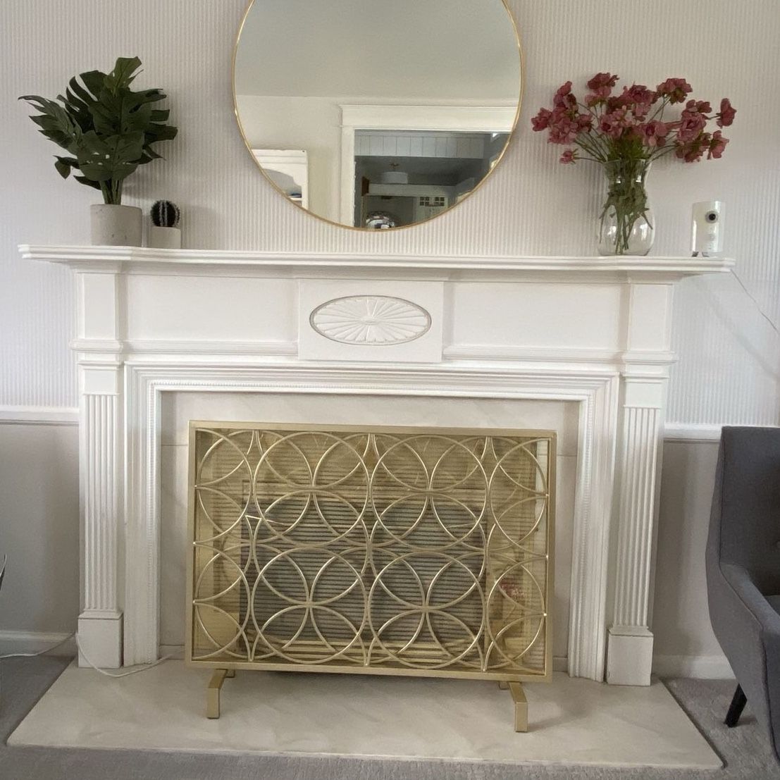 Brushed Gold Fireplace Screen