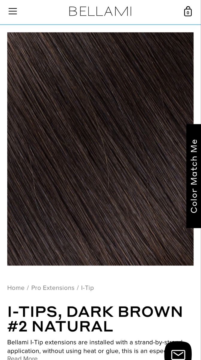 New. BELLAMI I-Tips #2 Dark Brown Natural Hair Extensions - 18" 25g Professional Micro I-Tip