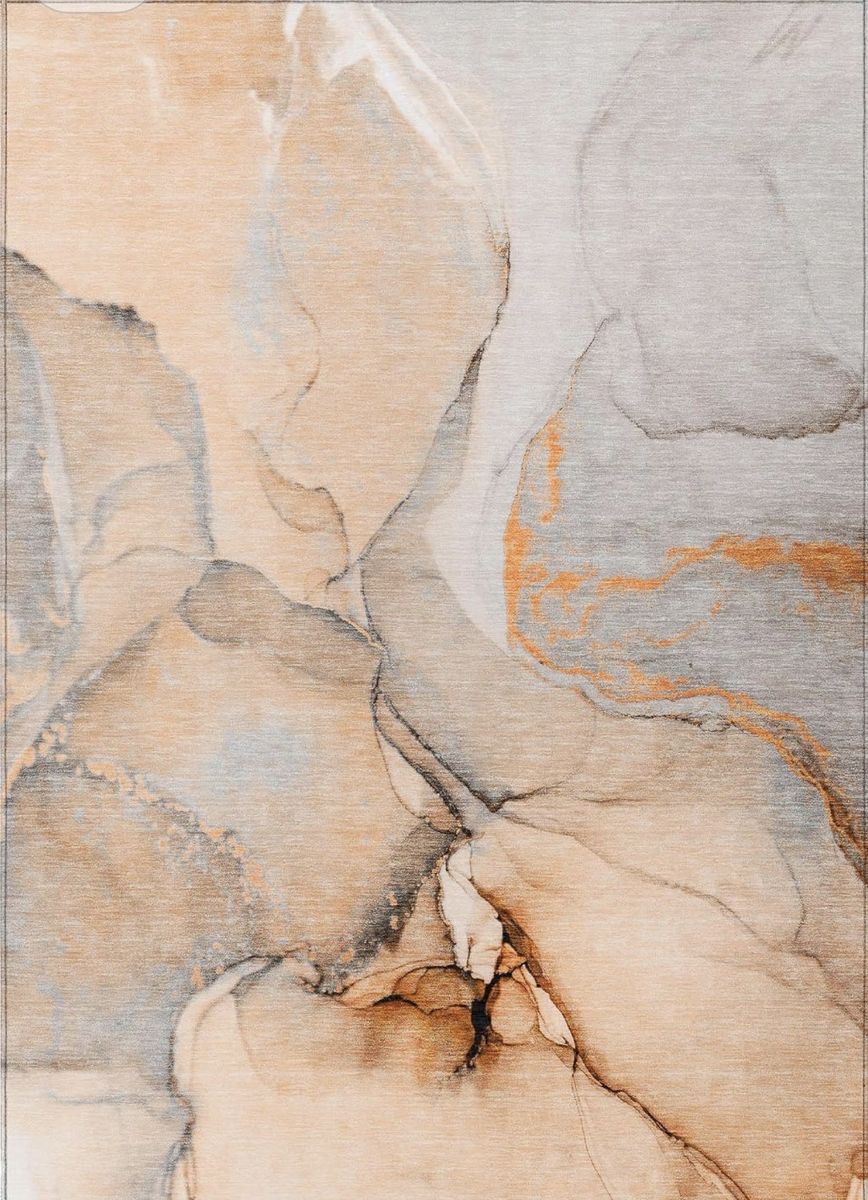 New. 9x12 Abstract Swirl Area Rug - Modern Marble Design in Orange, Copper, Cream Absolutely Breathtaking!!!