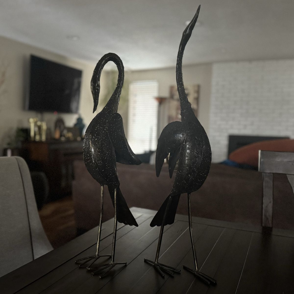 Vintage Metal Swan Figures