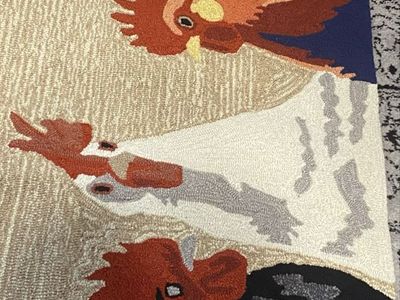 Rooster / Farmhouse Chicken Runner Rug 27" x 70" Beige, Colorful, Unique
