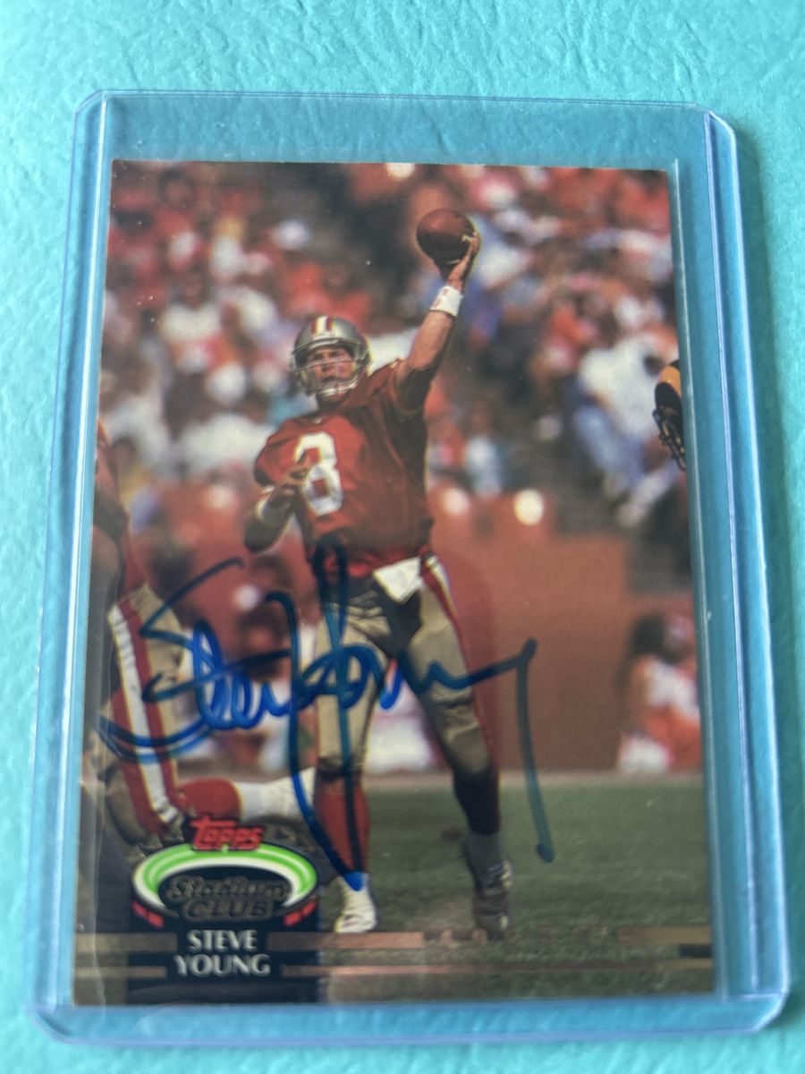 Steve Young TSC Autograph San Francisco 49ers NFL Football Card Hand Signed Auto BYU