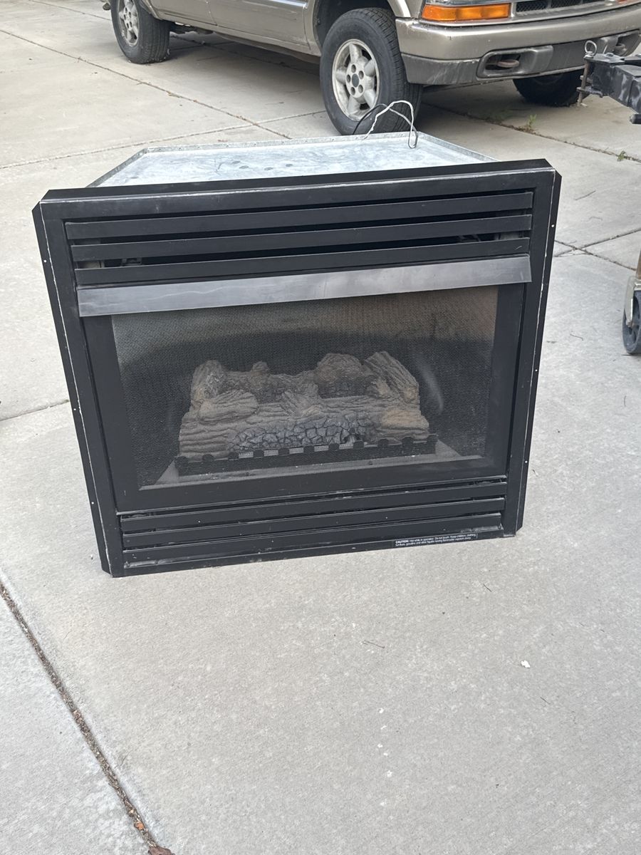 Vent Free Black Gas Fireplace Insert with Faux Logs - Used Condition