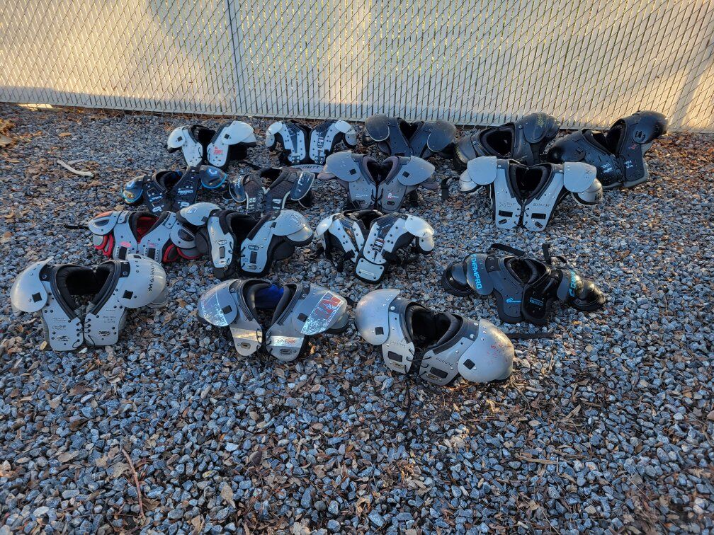football shoulder pads, mostly youth