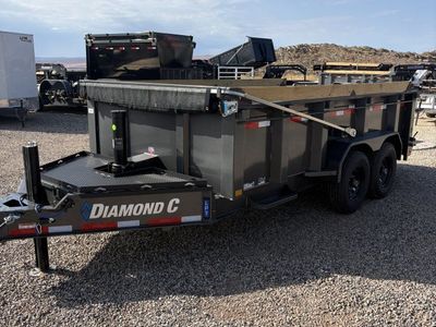 7x14 Diamond C LPT 207 Dump Trailer - 32" Sides - 15.5K GVWR - 14 Ply Tires, Hydraulic Jack(s), Long Arm Tarp