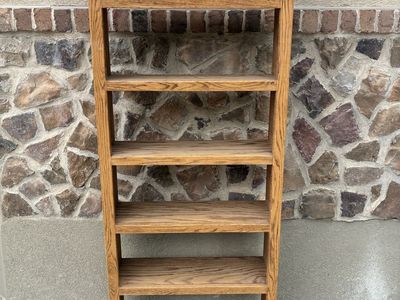 Solid Oak Tall 7-Shelf Bookcase Media Tower - 25.5 Inches Wide