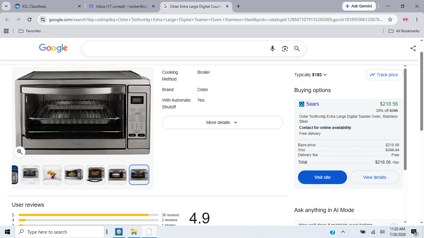 Oster Extra Large Digital Countertop Convection Oven - Stainless Steel