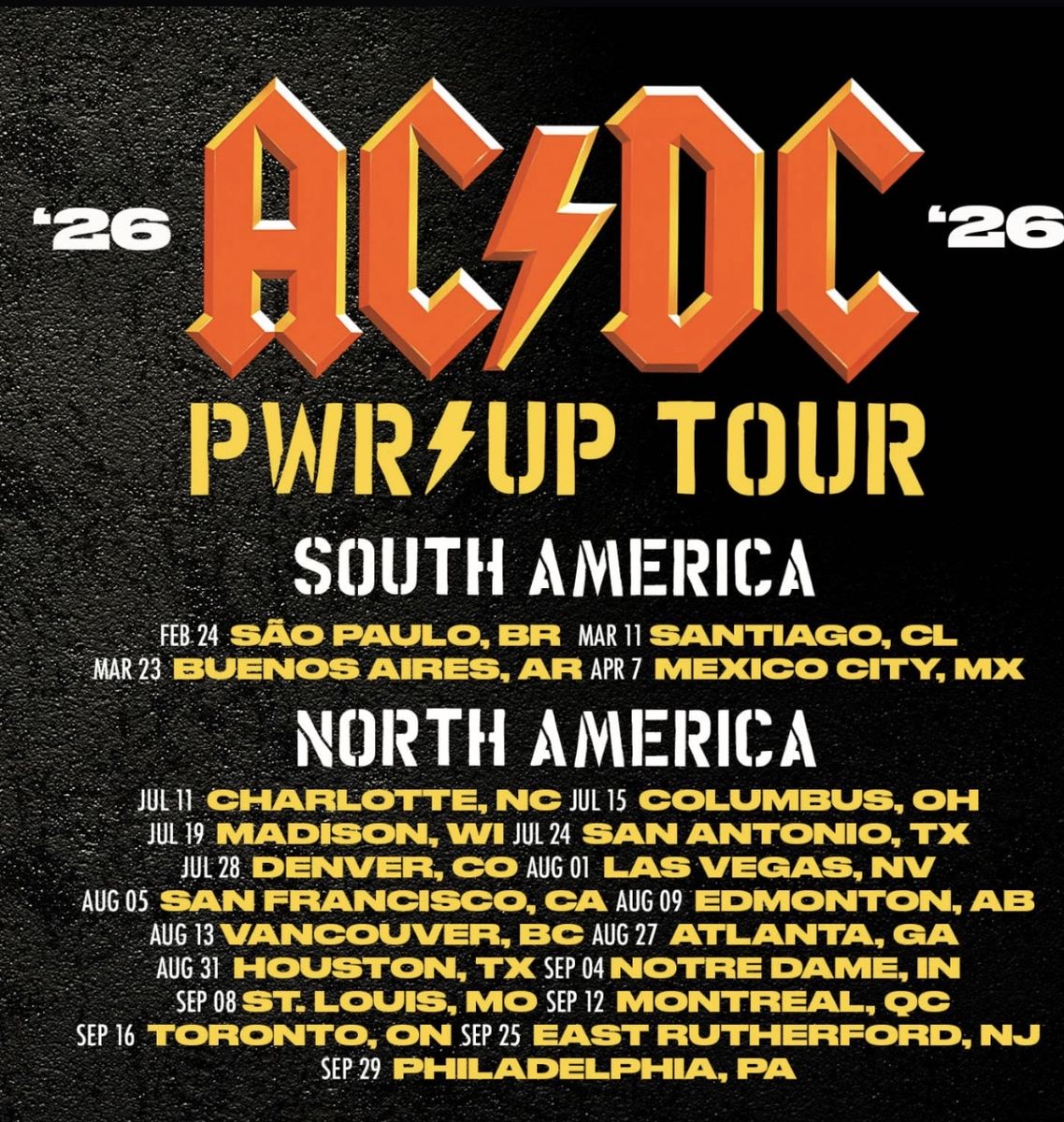 AC/DC PWR UP Tour 2026 - 2 Tickets to Allegiant Stadium, Las Vegas NV, Aug 1st, Sec 443, Row 8