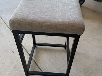 Modern Grey Upholstered Counter Height Stools Set of 4 - Black Metal Frame