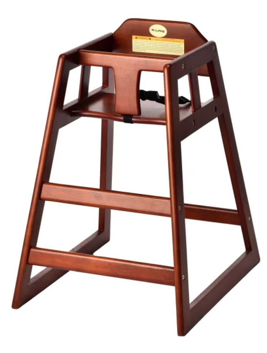 New in Box Alpine Industries ALP412-01-MA 29" Stackable Wood High Chair w/ Waist Strap