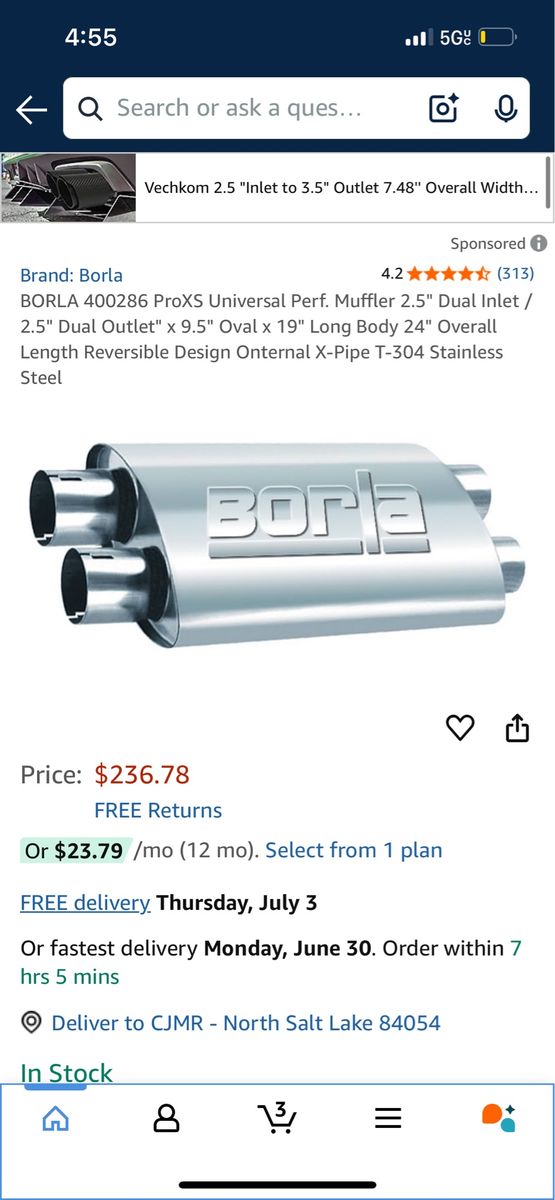 Borla Dual Muffler (Brand New)