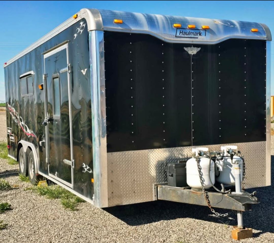 2008 Haulmark Corverted car hauler into the perfect toy hauler for hunting and camping