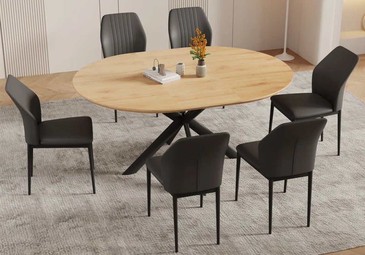 7 piece oval dining table set with 6 chairs