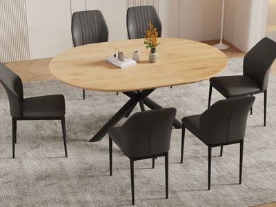 7 piece oval dining table set with 6 chairs