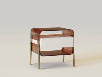 Ricll Brown/Amber Luxury Nightstand Italian INS Storage Bedside Table