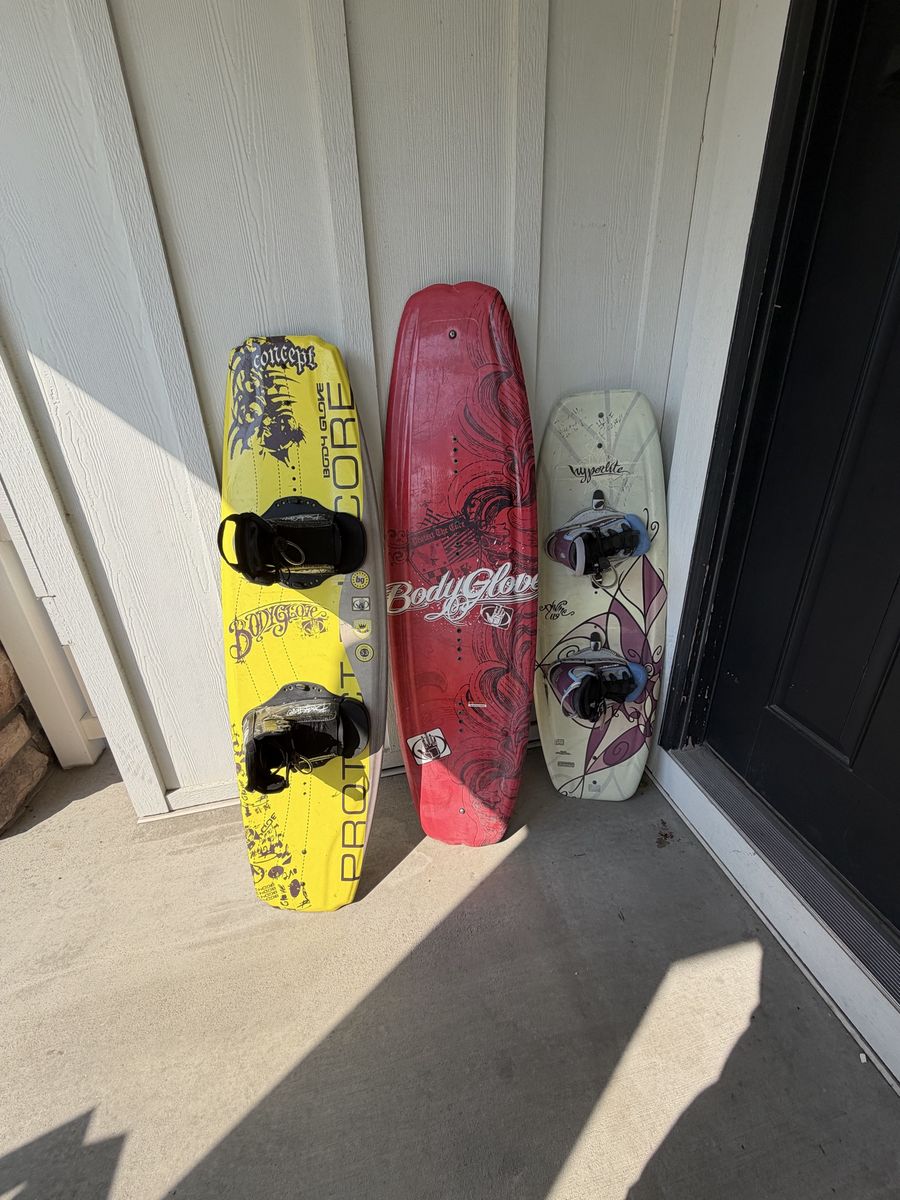 Body Glove and Hyperlite Wakeboards with Bindings - Used Water Sports Lot