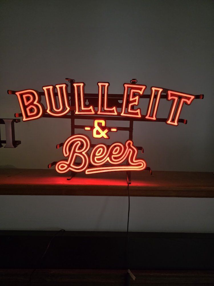 Bulleit & Beer Red Neon Sign - Perfect for Home Bar, Man Cave, or Restaurant Decor