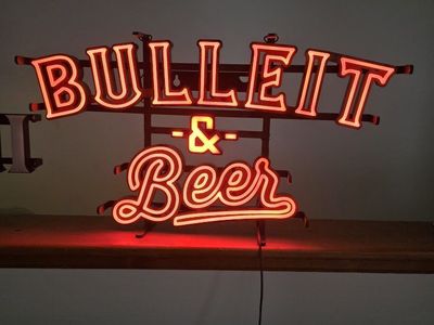 Bulleit & Beer Red Neon Sign - Perfect for Home Bar, Man Cave, or Restaurant Decor