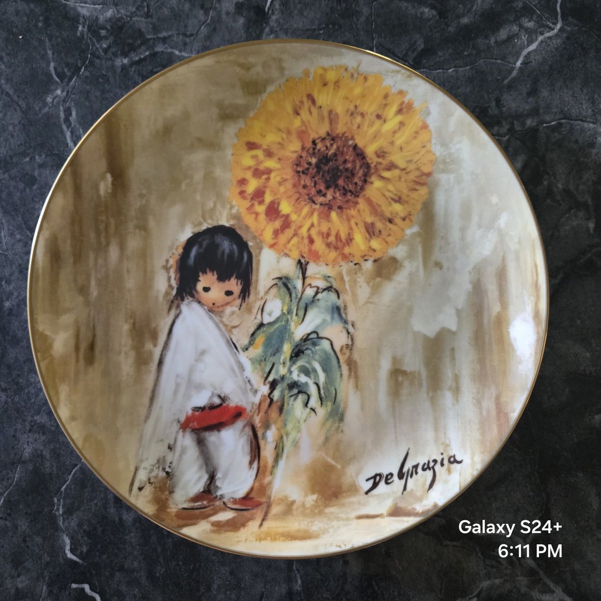 Ted De Grazia "Sunflower Boy" Limited Edition Collector Plate 1985 Fine China Southwest Art