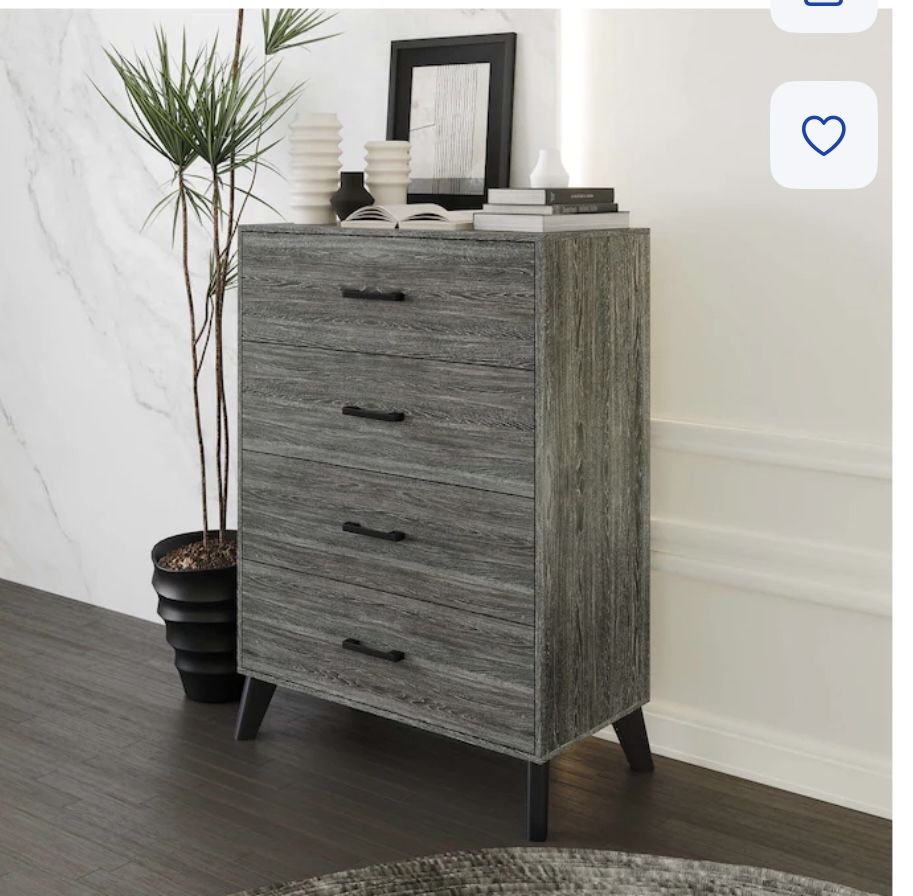 New 4 Drawer Dark Grey Dresser