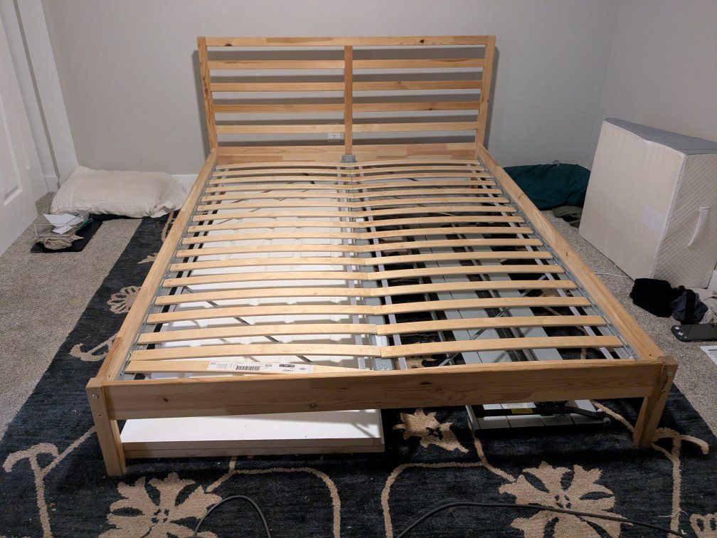 Ikea wood queen bedframe