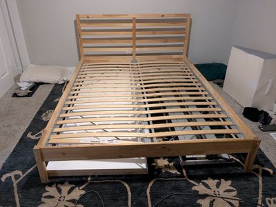 Ikea wood queen bedframe