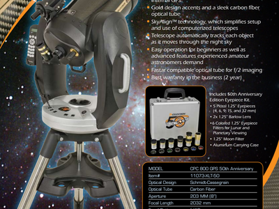 Celestron CPC 800 XLT Computerized Telescope w/Tripod & Case (50th Anniversary Edition)