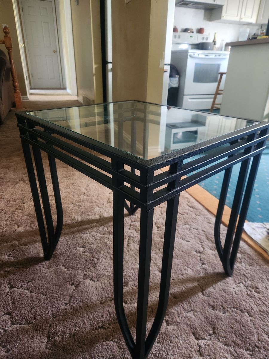 Metal and glass end tables