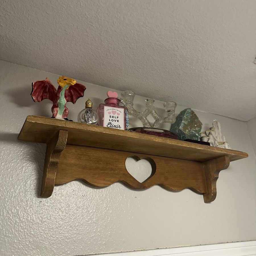 Vintage Wooden Heart Shelf