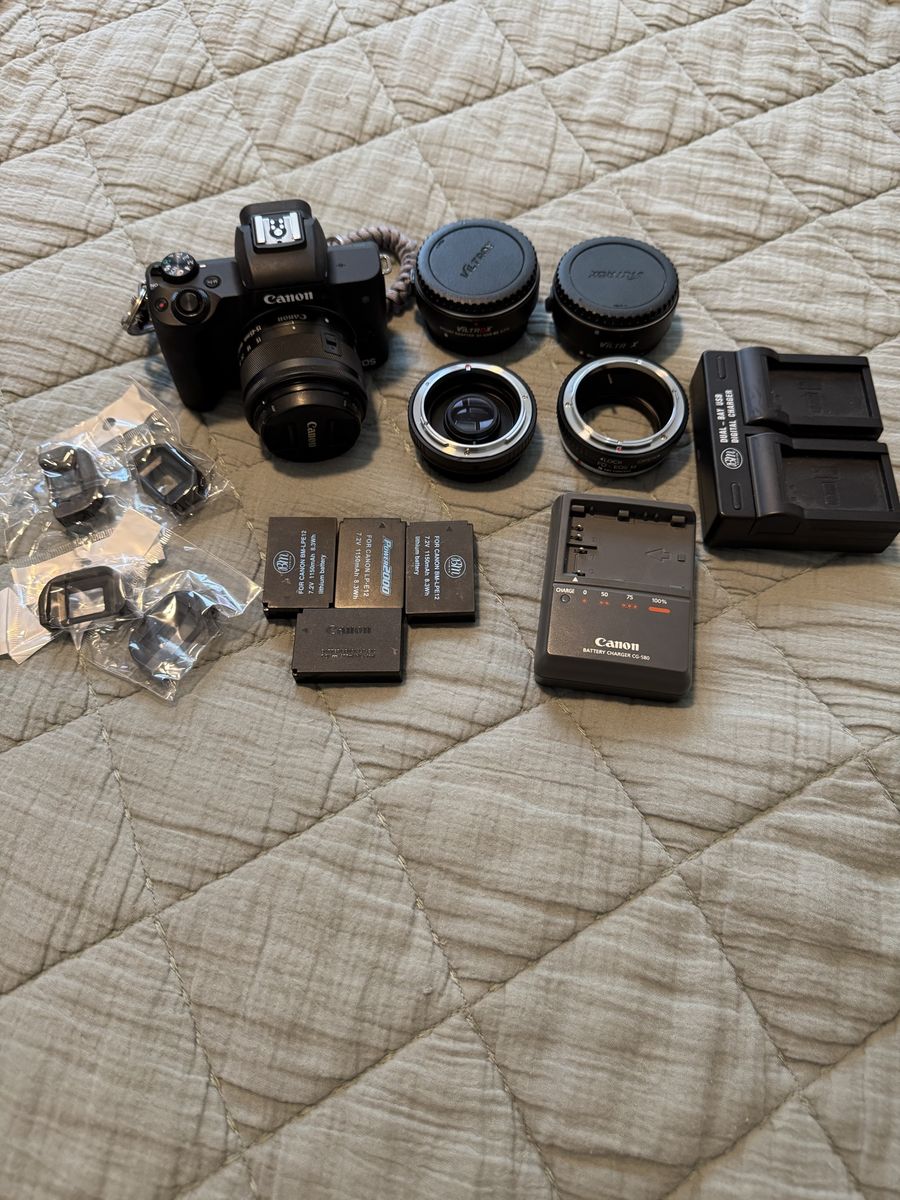 Canon EOS M50 Mirrorless Digital Camera with 15-45mm Lens & Accessories Bundle